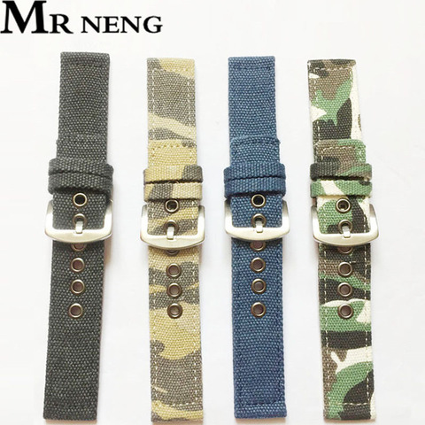 Bracelet de montre, en toile, Camouflage Bracelet de montre, accessoires, 18 20mm 22mm 24mm ► Photo 1/6