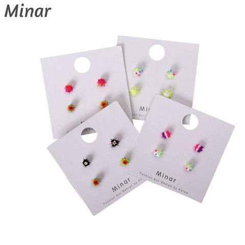 Ensemble de boucles d'oreilles en émail pour filles, 2 paires de jolies boucles d'oreilles géométriques colorées en boule épaisse, nouvelle mode ► Photo 1/6