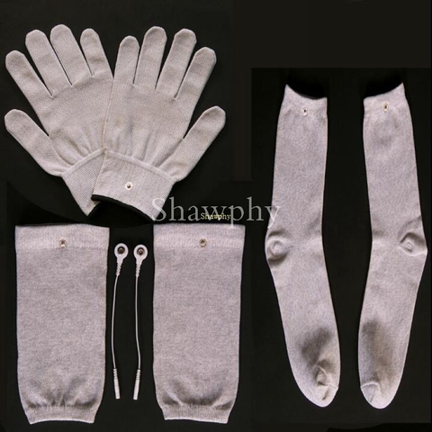 Gants de thérapie par électrode TENS/EMS, en Fiber d'argent conductrice, chaussettes, genouillères, câble, unité d'électrothérapie pour la physiothérapie ► Photo 1/5