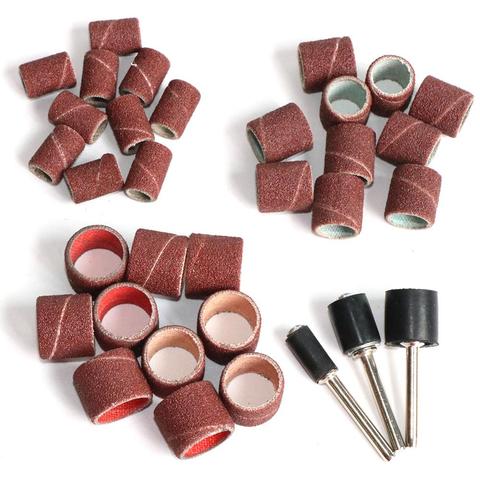 Kit de ponçage de 100 pièces, bandes de ponçage 1/2, 3/8, 1/4 pouces, grain 80 #-600 # papier de verre, accessoires pour perceuse à ongles Dremel, tige 2.35mm 3mm ► Photo 1/6