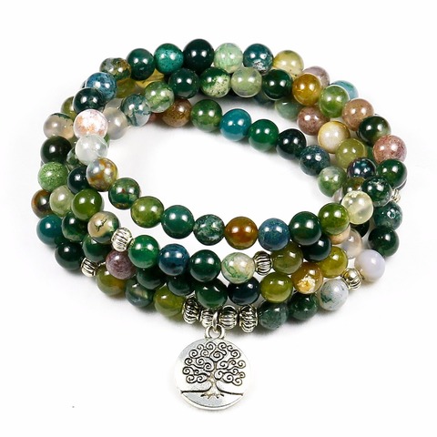Bracelet Mala en Onyx indien pour femmes, bijou en forme de Lotus multicouches, de haute qualité, nouveau Design de Yoga, bouddha, 108 ► Photo 1/4
