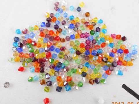 Cristaux de verre de couleur mixte de 4mm, perles Bicone à facettes amples pour bricolage Bracelet collier fabrication de bijoux livraison gratuite ► Photo 1/2