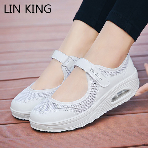 LIN KING – baskets en maille respirantes pour femme, chaussures d'extérieur décontractées, à la mode, tennis, grande taille 43, été ► Photo 1/6