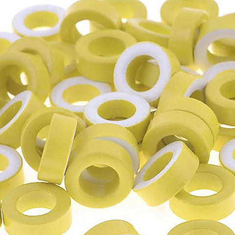 50 noyaux de Ferrite Toroid T50-26, anneau blanc jaune, pour transformateurs de puissance, inducteurs, diamètre intérieur 7.5mm ► Photo 1/4