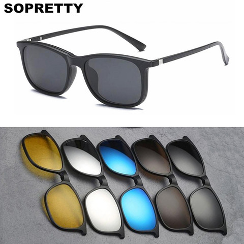 (19 Styles) lunettes polarisées TR montures avec 5 lunettes de soleil hommes lunettes de soleil magnétiques en plastique titane lunettes de soleil SO5-1 ► Photo 1/1