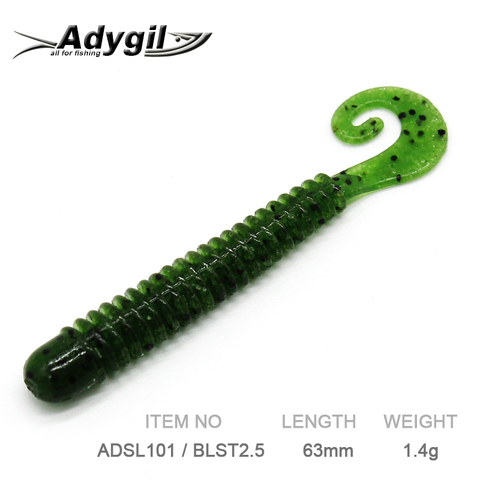 Adygril – leurres de pêche souples en silicone, 10 pièces, 63mm, 1.4g, ADSL101/BLST2.5 ► Photo 1/6