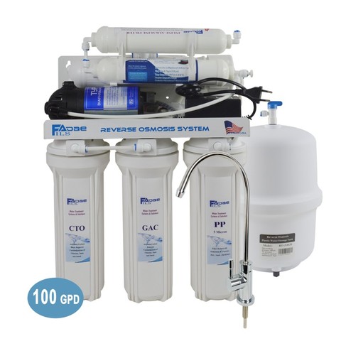 Système de filtre à eau de boisson à osmose inverse, 6 étapes, sous l'évier, ménager, avec reminéralisation alcaline, pH naturel-100GPD ► Photo 1/1