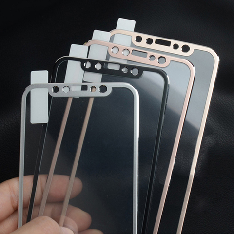 Protecteur d'écran pour iPhone, en verre trempé, à bord incurvé 10D, en alliage d'aluminium, pour modèles X XS MAX XR 11 12 Pro Max mini 6s 7 8 Plus ► Photo 1/6