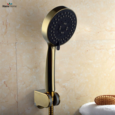 Pomme de douche à main 3 fonctions | ABS en or et tuyau de douche de 150cm et support de douche en ABS ► Photo 1/6