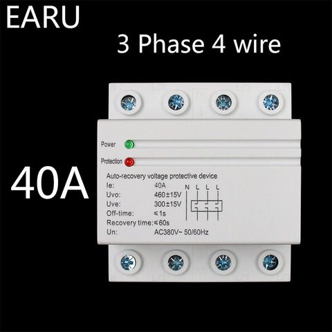 Rail Din 40A 380V 3P + N auto-récupération, reconnexion automatique sur et sous tension, Protection contre l'éclaircissement, relais de Protection ► Photo 1/6