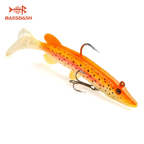 Bassdash – leurre souple de type vrai brochet, avec poids en plomb intégré, Swimbait, 4 pouces/10.5cm 5 pouces/13cm ► Photo 1/6