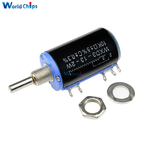 Potentiomètre linéaire rotatif à plusieurs tours, Kit de bricolage, précision noire WXD3-13-2W 10K ohm WXD3-13 2W côté rotatif ► Photo 1/6