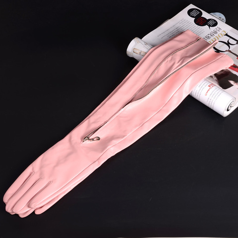 Gants de soirée en cuir de mouton véritable pour femmes 40cm-80cm, Invisible, fermeture éclair, mi-long, gants de fête, personnalisables ► Photo 1/1