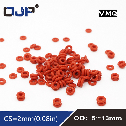 Lot de 10 joints toriques en Silicone rouge/VMQ OD5/6/7/8/9/10/11/12/13*2mm d'épaisseur ► Photo 1/6