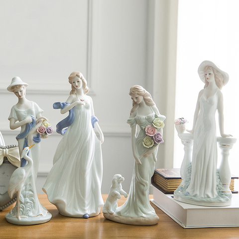 Européen élégant femmes beauté luxe décoration moderne maison cadeaux mariage céramique artisanat belle déesse ballet Sculpture ► Photo 1/6