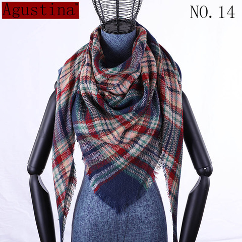 Écharpe châle à carreaux pour femmes, écharpe d'hiver, pashmina, tartan, cachemire, rose, marque de luxe, oversize, Triangle ► Photo 1/6