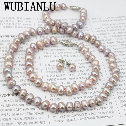 WUBIANLU-ensembles de colliers de perles pourpres, 7-8mm, Bracelet 18 pouces, boucle d'oreille 7.5 pouces, fabrication de bijoux pour femmes, Design ► Photo 1/6