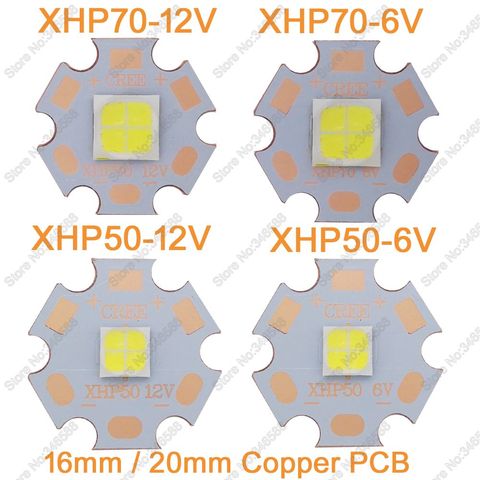 Diode émetteur LED haute puissance, blanc froid ou neutre ou blanc chaud, 6V 12V avec PCB 16mm 20mm, CREE XHP50 XHP70 ► Photo 1/5