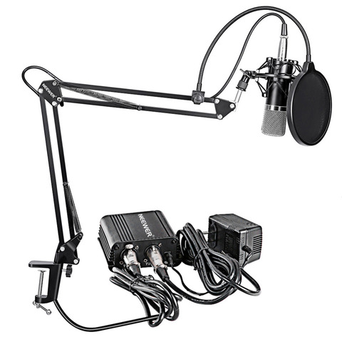 Neewer NW-700 Microphone à condensateur professionnel et pied de bras à ciseaux + câble XLR + pince de montage & filtre Pop & alimentation fantôme 48V ► Photo 1/6