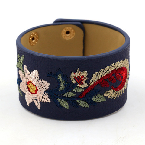Kirykle-bracelets brodés en cuir PU pour femmes, large, bracelet multicolore, nouvelle mode 2022 ► Photo 1/6