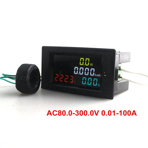 Voltmètre numérique 80-300V/ca 200-450V 0.01-100A voltmètre ampèremètre HD couleur écran 180 plein Angle de vue ► Photo 1/6