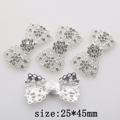 YWXINXI nouveau chaud 5 pièces 25*45mm nœud en alliage bijoux à bricoler soi-même accessoires strass piédestal embellissements de mariage casquettes décoration ► Photo 1/4