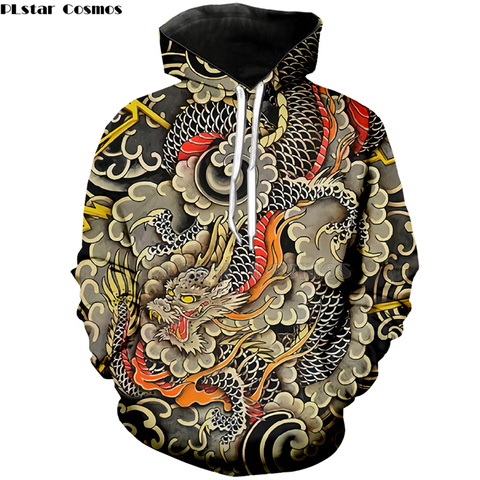 PLstar Cosmos japonais luxe Dragon imprimé 3D sweat à capuche pour homme/femmes Harajuku sweats Cool Hip Hop pulls livraison directe-5 ► Photo 1/3