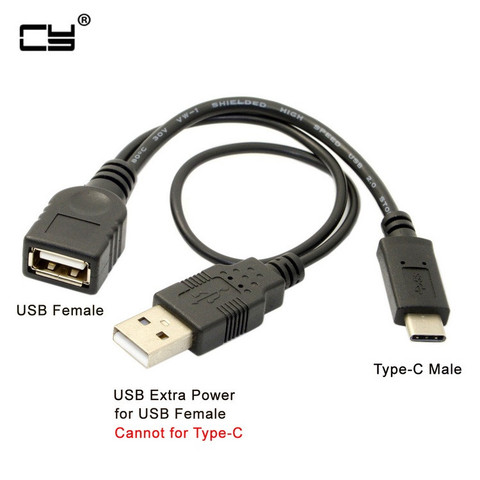 Connecteur mâle USB USB-C Type C vers un câble de données OTG femelle avec câble d'alimentation externe de 20cm, 3.1 ► Photo 1/5