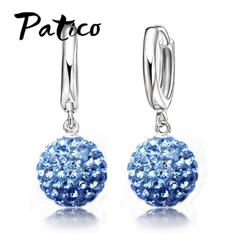 Boucles d'oreilles en argent Sterling offre spéciale véritable pur pour femmes, multicolore, 1 paire, pavé autrichien, pavé de Disco, levier et arrière, bijoux 925 ► Photo 1/6