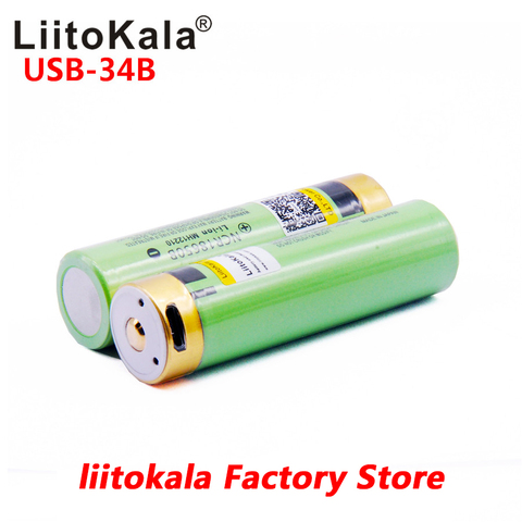 2 pièces LiitoKala USB 18650 batterie 3.7V 18650 3400mAh Li-ion USB batterie Rechargeable avec lumière de indicateur LED ► Photo 1/5