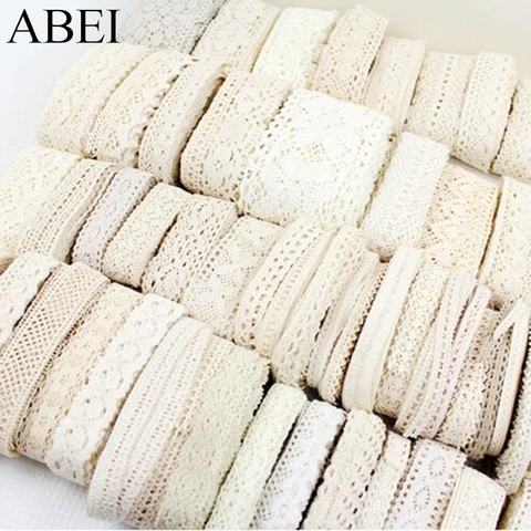 Garnitures en coton et dentelle, 1-3.5cm, 10yards, mélange aléatoire, blanc, Beige, matériel de ruban en coton enveloppant les bords des vêtements en Hometexile ► Photo 1/6