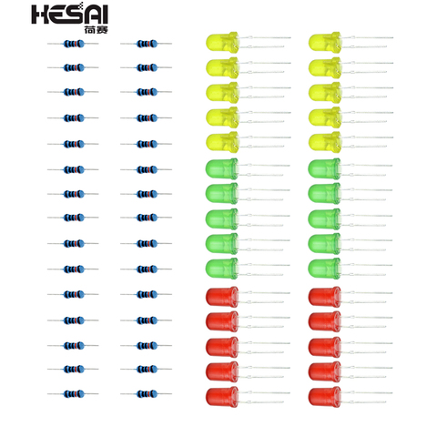 Trois couleur Rouge Vert Jaune LED Lampe expérimental LED + résistance pour arduino Diy Kit ► Photo 1/6