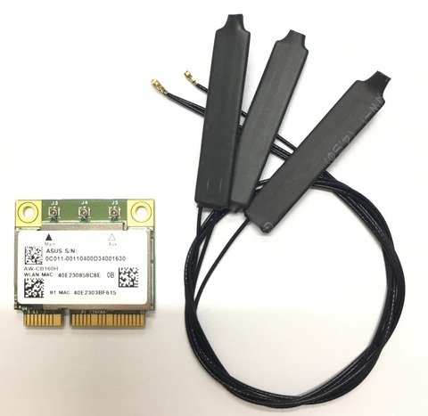 AzureWave AW-CB160H Broadcom BCM94360HMB 802.11AC 1300 Mbps sans fil WIFI WLAN Bluetooth 4.0 Mini carte PCI-E + 20 cm MHF4 antennes ► Photo 1/3