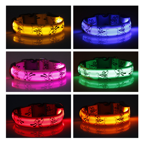 Collier lumineux LED en Nylon pour chien et chat, chaîne de tête électrique pour animaux domestiques, petit, moyen, carlin ► Photo 1/6