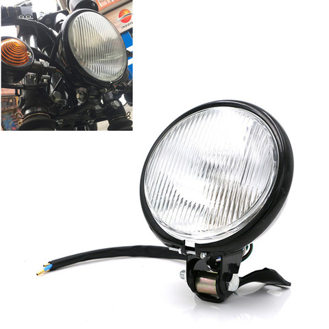 Phare universel en métal rétro pour motos, avec support, 5 pouces, avec support, pour Harley/Suzuki, 35W, 12V, de haute qualité ► Photo 1/6