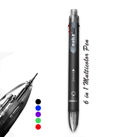 Stylo à bille multicolore créatif 6 couleurs, 1 stylo automatique multifonction, fournitures scolaires et de bureau ► Photo 1/5