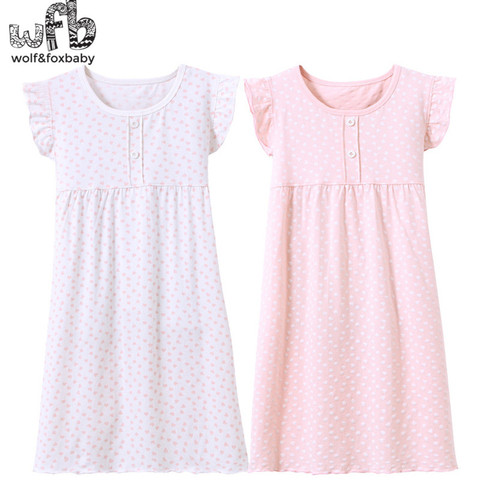 Pyjama en coton pour enfants de 3-14 ans, vêtements de nuit pour bébés filles, automne et été ► Photo 1/6