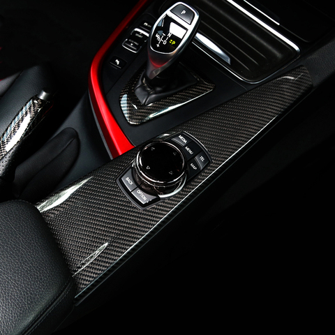 Fibre de carbone voiture style intérieur levier de vitesse bouton  couverture multimédia bouton panneau garniture autocollant pour BMW F30 F32  F34 F36 accessoires - Historique des prix et avis