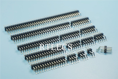 5 têtes d'épingles mâles à double rangée de 2.54mm, 2x2, 4 broches, 6, 8, 10, 12, 14, 16, 18, 20, 22, 24, 28, 30, 34, 40, 50, 60, 80 broches ► Photo 1/2