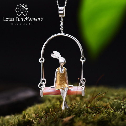 Lotus Fun Moment – pendentif «Miss Rabbit» en argent Sterling 925, nacre naturelle, fait à la main, à la mode, sans chaîne ► Photo 1/6