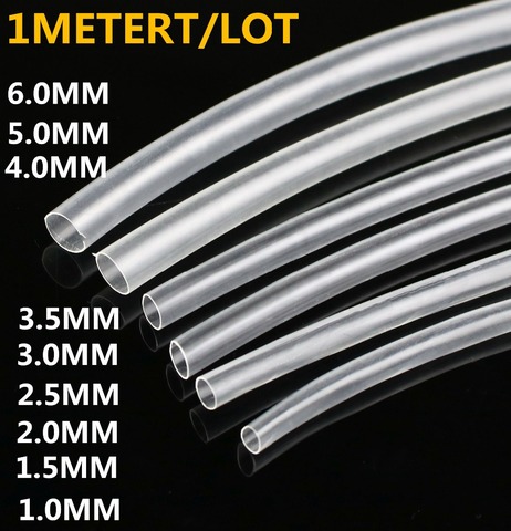 1 mètre 2:1 Transparent Clear1mm 2mm 2.5mm 3mm 3.5mm 4mm 5mm 6mm Chaleur tube rétractable Ultra mince Tube Câble Manches Fil ► Photo 1/4