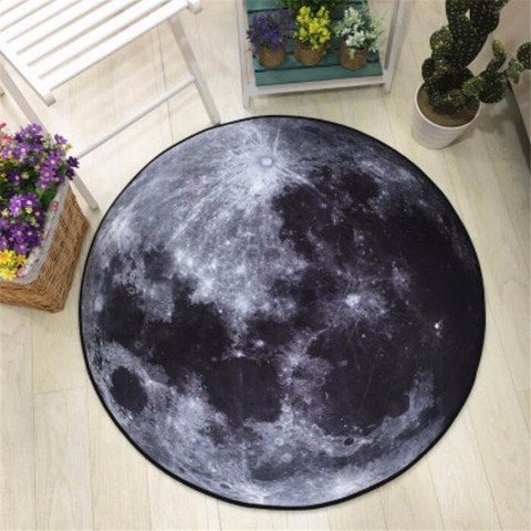 Tapis de sol rond imprimé 3D terre et lune, tapis doux antidérapant pour salon, chaise d'ordinateur, pour décoration de maison, chambre d'enfants ► Photo 1/5