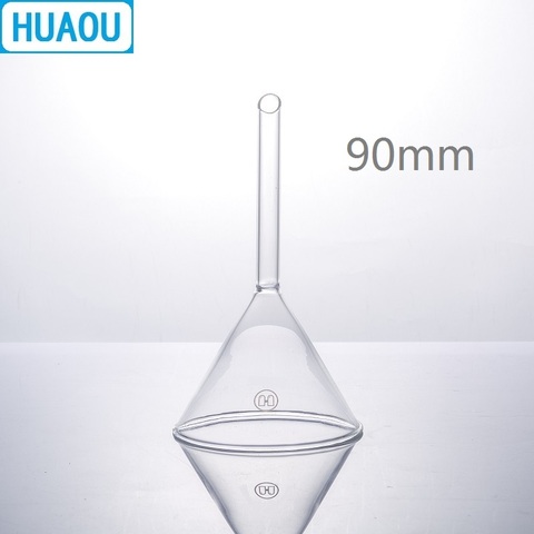 HUAOU-entonnoir à tige courte, entonnoir de 90mm, Angle de 60 degrés, Borosilicate, 3.3 verre, équipement de chimie de laboratoire ► Photo 1/3