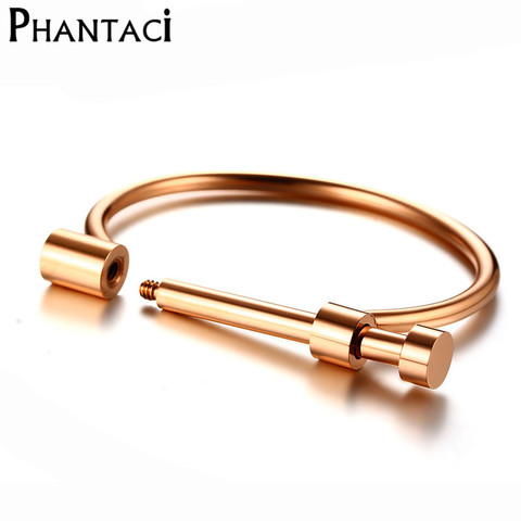 Bracelets en titane en acier inoxydable pour femmes, bijoux de poignet, manchette, vis en métal, Design de marque, 316L ► Photo 1/6