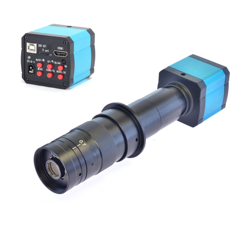 HAYEAR 14MP Microscope caméra Kit HDMI USB 1080P numérique industrie loupe 180X c-mount Zoom objectif pour soudure PCB réparation ► Photo 1/6