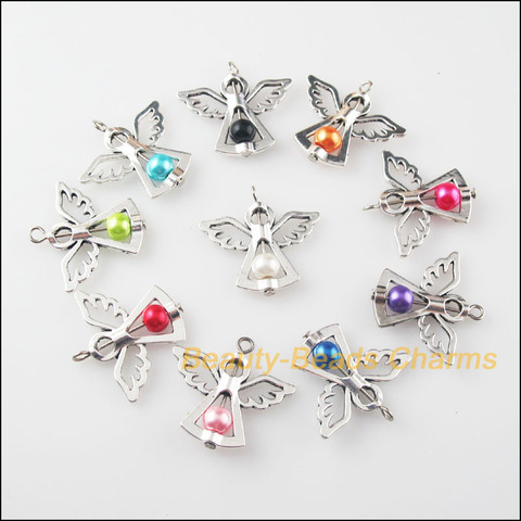 10 Pcs Danse Mixte Verre Ange Ailes Charmes Pendentifs 29x37mm ► Photo 1/4