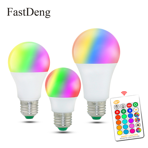 Ampoule LED RGB, E27, 110/220V, 5/10/15W, lampe RGBW aux couleurs changeantes, avec télécommande IR + Mode mémoire ► Photo 1/6