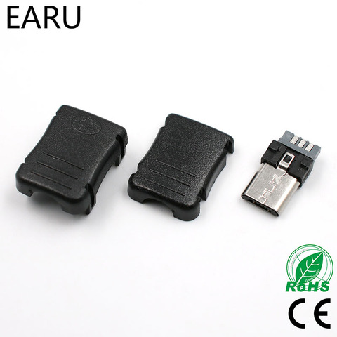 Connecteur de prise mâle Micro USB 5 broches, avec couvercle en plastique pour bricolage, adaptateur de ligne de câble de données PCB SDA, 10 pièces ► Photo 1/6