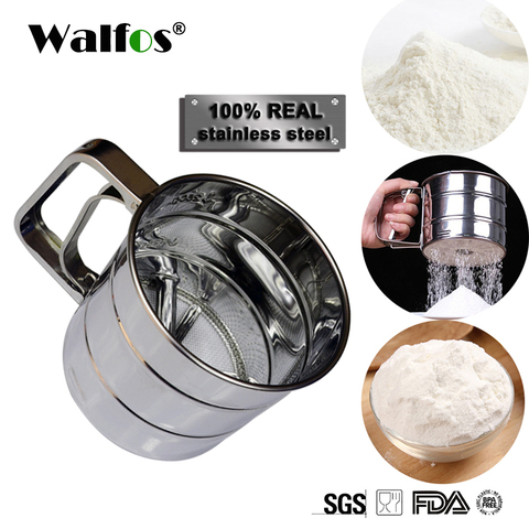 Walfos livraison gratuite 1 PC haute qualité tamis tasse tamis maille poudre farine acier inoxydable écran outils de cuisson ► Photo 1/6