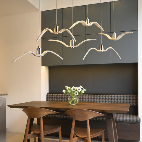 Plafonnier Led suspendu en forme de mouette, Design nordique, Luminaire décoratif de plafond, idéal pour un Bar ou une cuisine ► Photo 1/6
